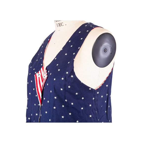 Dogwood Lane Women’s Blue Dress Patriotic Flag Button Stars Hearts Sleeveless S - Picture 4 of 9